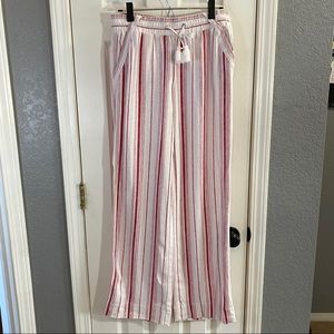 Jolt Boho Strip Pants Red and White Medium